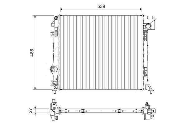 VALEO Aluminium, 487 x 539 x 27 mm, Brazed cooling fins Radiator 701108 buy