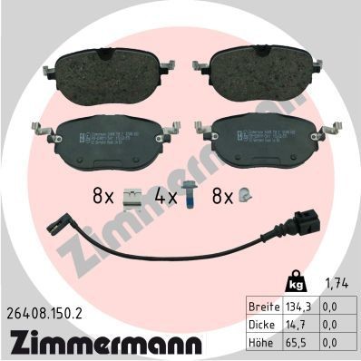 Volkswagen ID.3 Brake pad set ZIMMERMANN 26408.150.2 cheap