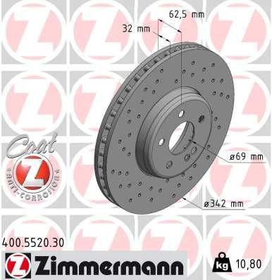 ZIMMERMANN Disc brakes rear and front MERCEDES-BENZ E-Class T-modell (S213) new 400.5520.30