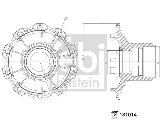 FEBI BILSTEIN 335, without wheel bearing, Rear Axle Wheel Hub 181014 buy