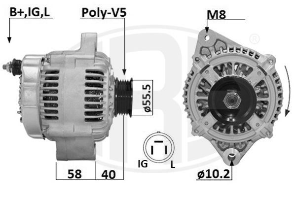ERA 14V, 120A, B+,IG,L, Ø 55 mm Generator 209661A buy