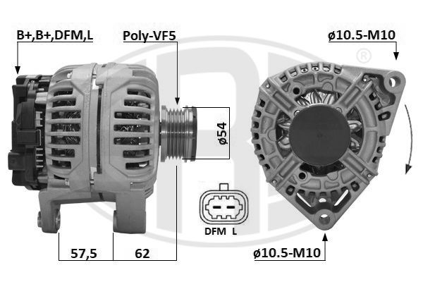 Generator ERA 14V, 120A, B+,B+,DFM,L - 209672A