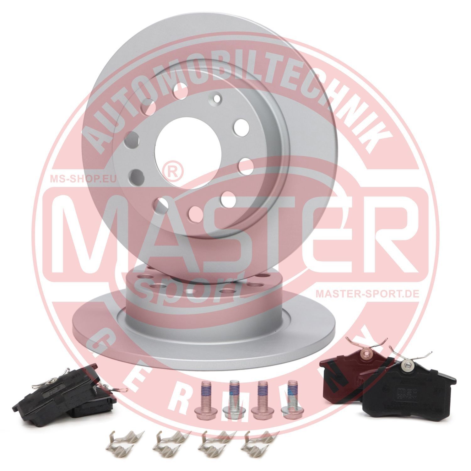 MASTER-SPORT Rear Axle, solid Ø: 253mm, Brake Disc Thickness: 10mm Brake discs and pads 201052770 buy