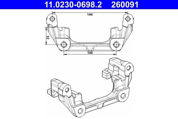 ATE Carrier, brake caliper 11.0230-0698.2 Ford FOCUS 2016