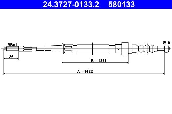 ATE 24.3727-0133.2 Hand brake cable 1622mm