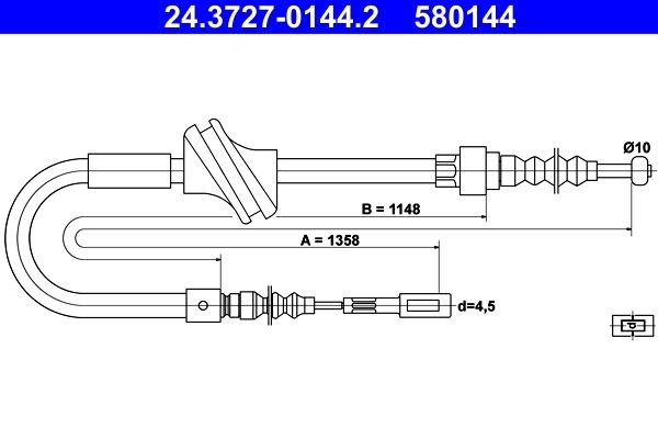 Great value for money - ATE Hand brake cable 24.3727-0144.2
