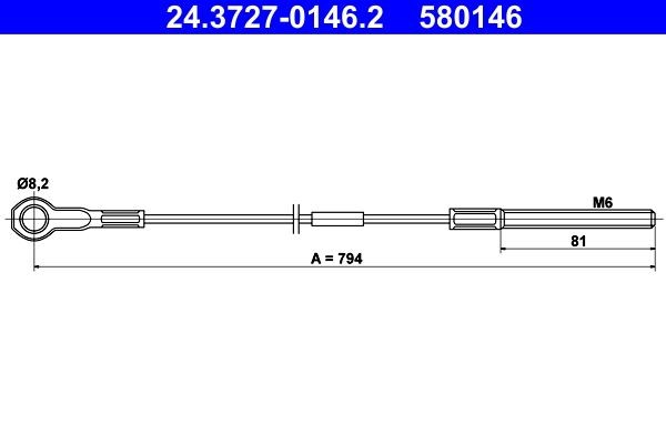 ATE ATE Tirette à câble frein de stationnement BREMSSEIL 24.3727-0551.2 2014mm 