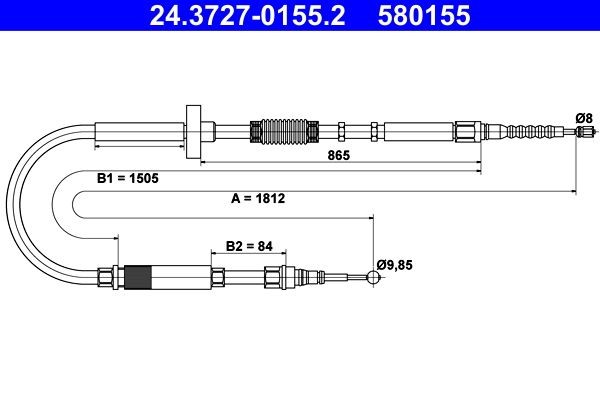 Original ATE 580155 Parking brake 24.3727-0155.2 for AUDI A4