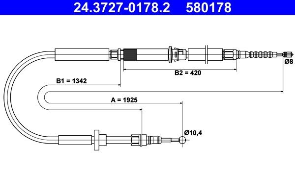 Original ATE 580178 Handbrake kit 24.3727-0178.2 for AUDI A1
