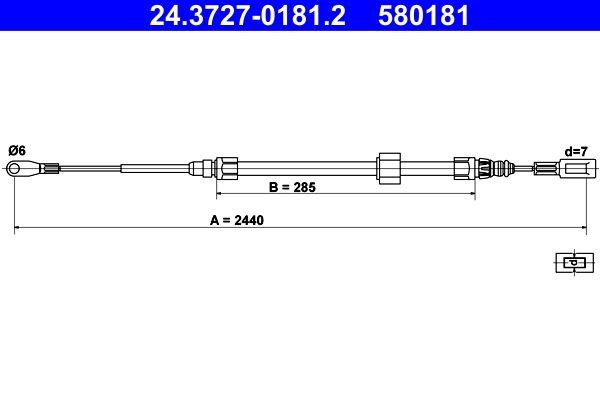 Great value for money - ATE Hand brake cable 24.3727-0181.2