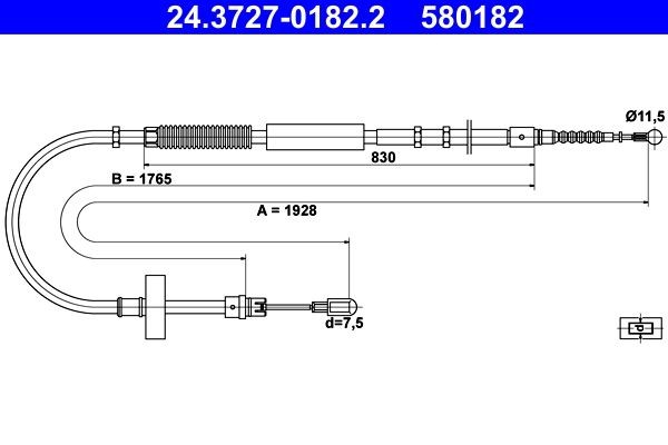 Audi A4 Hand brake cable ATE 24.3727-0182.2 cheap