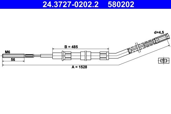 24.3727-0202.2 ATE Parking brake BMW 1528mm