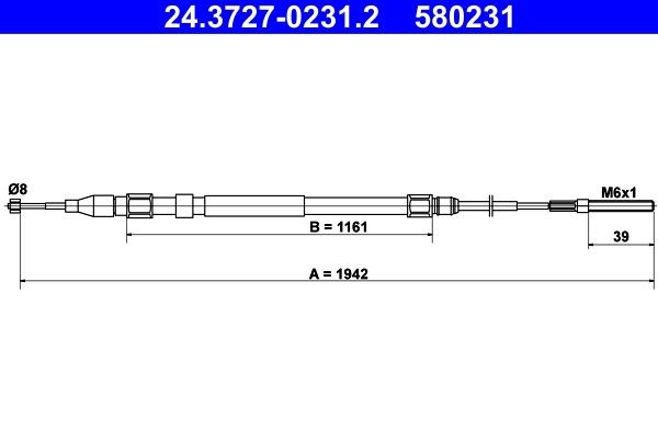Great value for money - ATE Hand brake cable 24.3727-0231.2