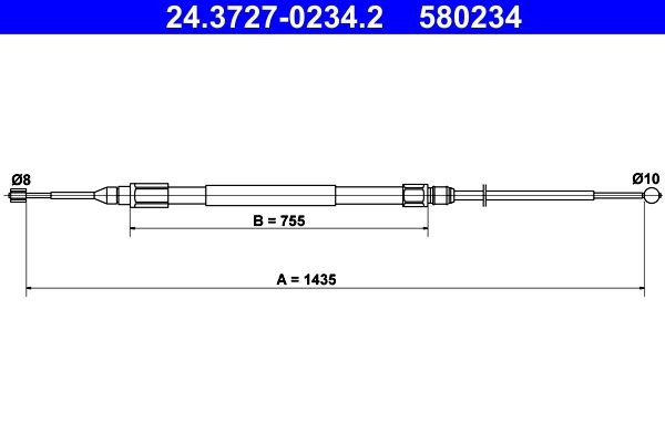 ATE 24.3727-0234.2 BMW 1 Series 2008 Parking brake cable