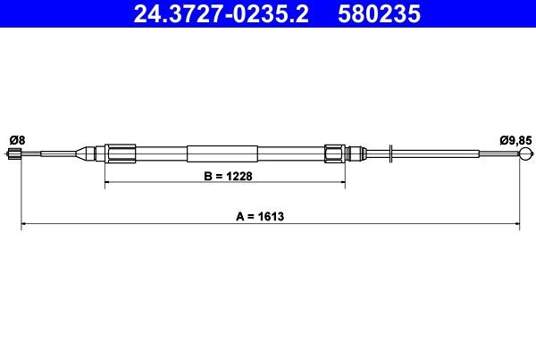 ATE 24.3727-0235.2 Hand brake cable 1613mm