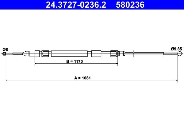 BMW Hand brake cable ATE 24.3727-0236.2 at a good price