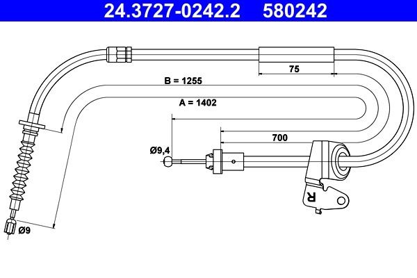 Mini Hand brake cable ATE 24.3727-0242.2 at a good price