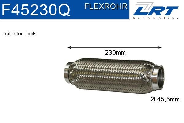 Corrugated exhaust pipe LRT 45 x 230,0 mm, Inter Lock, Flexible - F45230Q