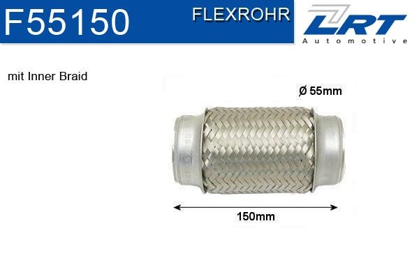 Flex hose exhaust system LRT 55 x 152,4 mm, Inner Braid, Flexible - F55150