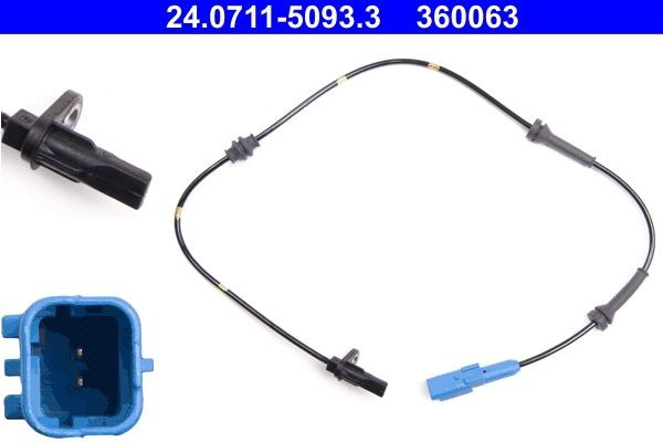 24.0711-5093.3 ATE Wheel speed sensor PEUGEOT 757mm