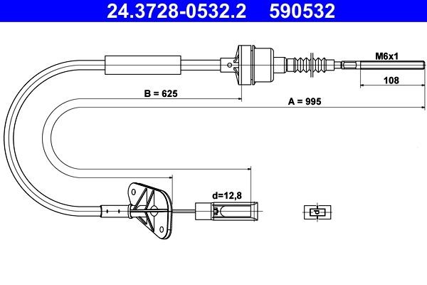 590532 ATE 24372805322 Clutch cable Fiat Panda Mk2 1.1 54 hp Petrol 2012 price