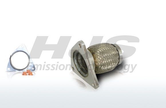 HJS 83 00 8310 Flex Hose, exhaust system 50 x 100 mm, Front, with flange, with mounting parts, Flexible