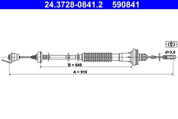Clutch cable ATE Adjustment: with automatic adjustment - 24.3728-0841.2