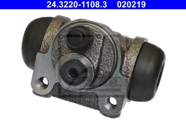 24.3220-1108.3 ATE Brake wheel cylinder PORSCHE 20,6 mm, Grey Cast Iron