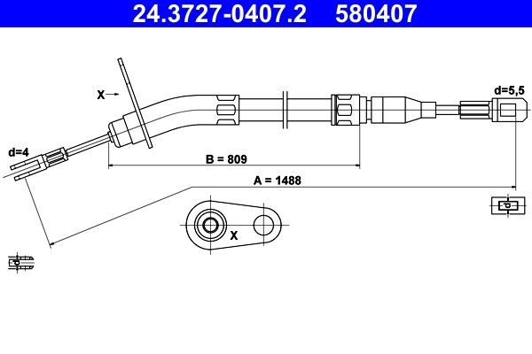 Mercedes-Benz Hand brake cable ATE 24.3727-0407.2 at a good price