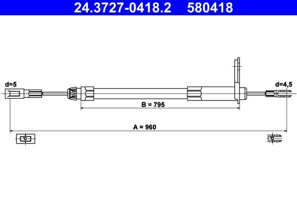Mercedes-Benz CLK Hand brake cable ATE 24.3727-0418.2 cheap