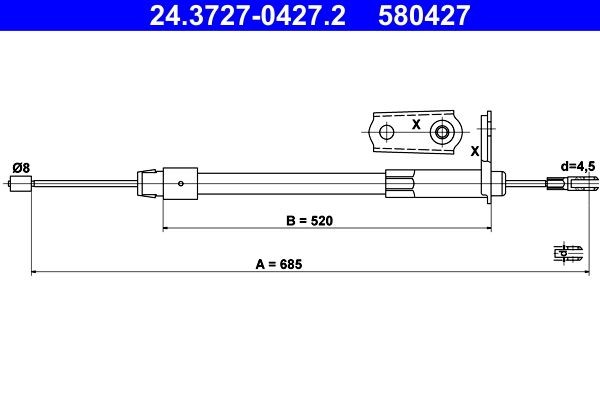 580427 ATE 685mm Cable, parking brake 24.3727-0427.2 buy