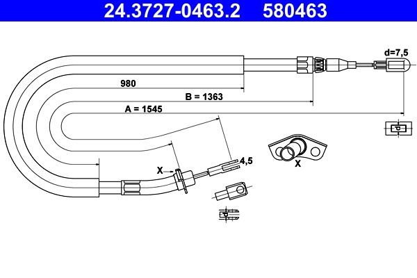 Original ATE 580463 Handbrake kit 24.3727-0463.2 for MERCEDES-BENZ SPRINTER