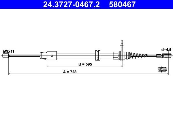 Mercedes-Benz Hand brake cable ATE 24.3727-0467.2 at a good price