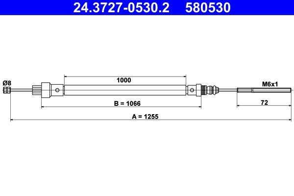 Original ATE 580530 Hand brake cable 24.3727-0530.2 for FIAT ULYSSE