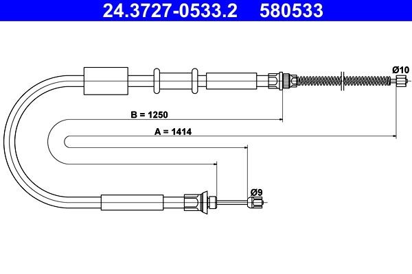 580533 ATE 1414mm Cable, parking brake 24.3727-0533.2 buy