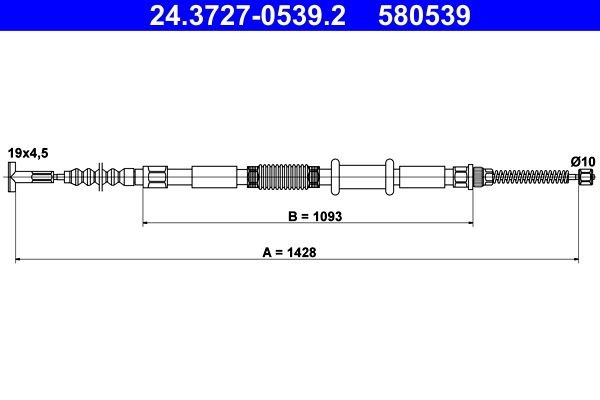 Handbrake ATE 1428mm - 24.3727-0539.2