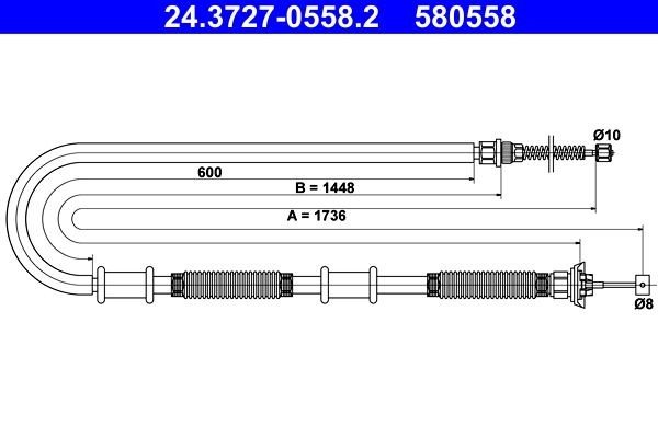 Parking brake kit ATE 1736mm - 24.3727-0558.2