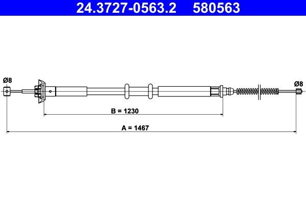 Emergency brake kit ATE 1467mm - 24.3727-0563.2