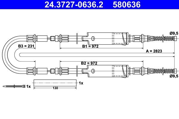 Ford TRANSIT Parking brake 195374 ATE 24.3727-0636.2 online buy
