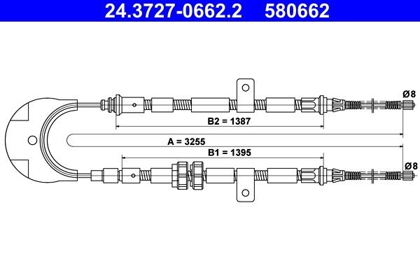 Ford FIESTA Handbrake 195465 ATE 24.3727-0662.2 online buy