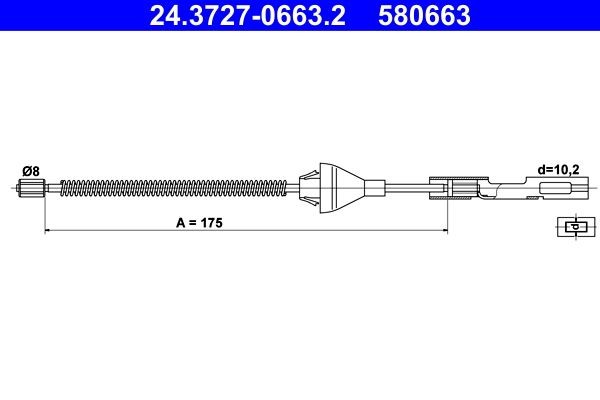 ATE 24.3727-0663.2 FORD Brake cable in original quality