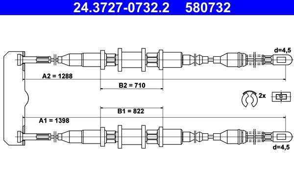 Opel ASTRA Parking brake 195490 ATE 24.3727-0732.2 online buy