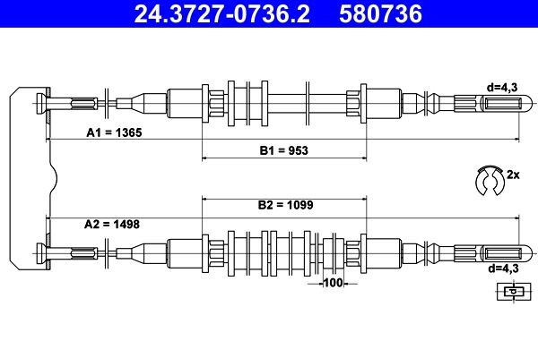 580736 ATE 24372707362 Parking brake Opel Vectra A 2.0 i Turbo 4x4 204 hp Petrol 1995 price
