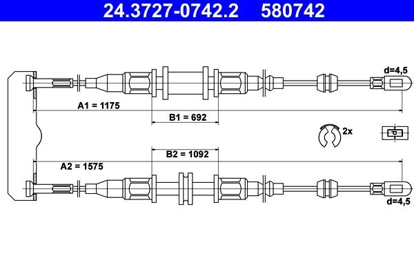 Opel ASTRA Emergency brake 195500 ATE 24.3727-0742.2 online buy