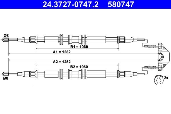 Great value for money - ATE Hand brake cable 24.3727-0747.2