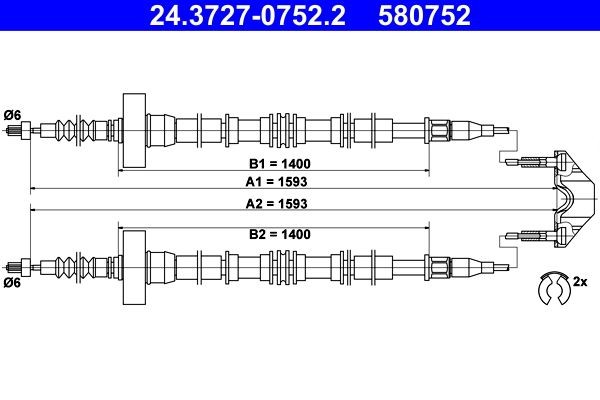 Opel ASTRA Parking brake kit 195509 ATE 24.3727-0752.2 online buy