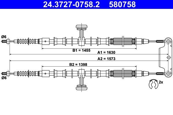 Original ATE 580758 Emergency brake kit 24.3727-0758.2 for OPEL VECTRA