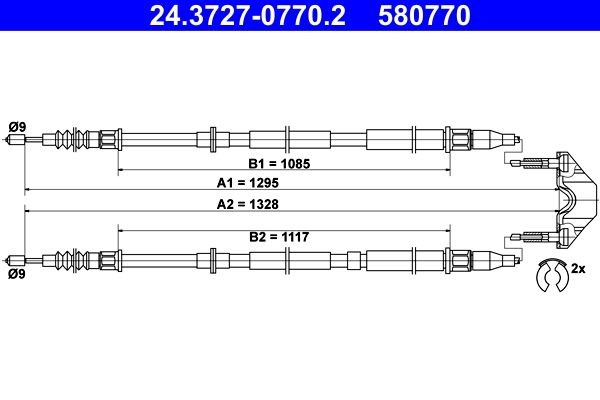 Great value for money - ATE Hand brake cable 24.3727-0770.2