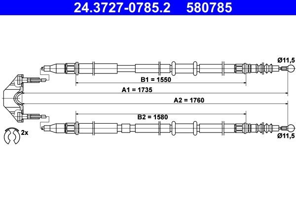 Great value for money - ATE Hand brake cable 24.3727-0785.2