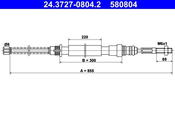 580804 ATE 855mm Cable, parking brake 24.3727-0804.2 buy